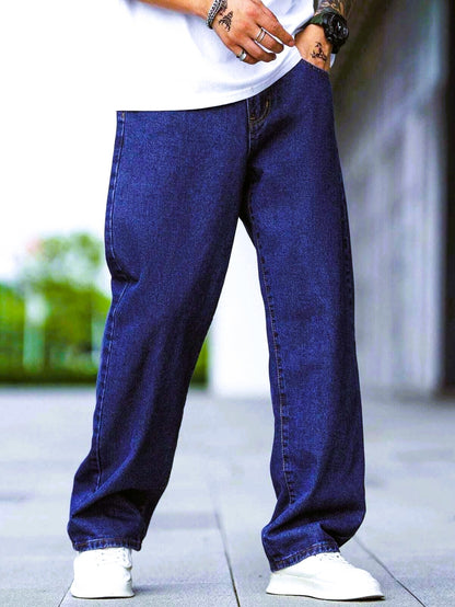 ZAYSH Men Baggy fit Mid Rise Dark Blue Jeans Pants (MJRP-Baggy-05)