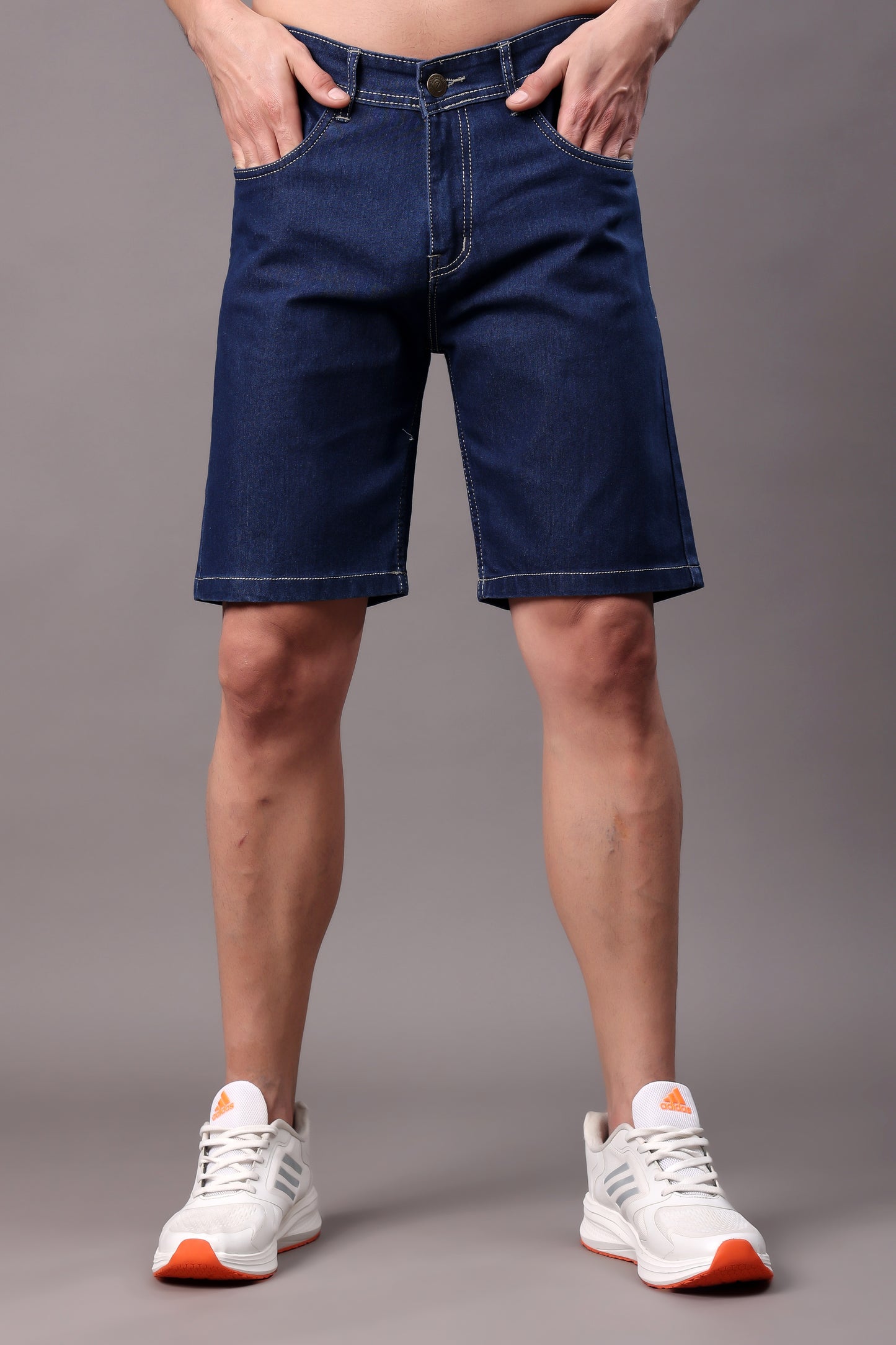 ZAYSH Men Slim Mid Rise Dark Blue Shorts (Short-Den-05)