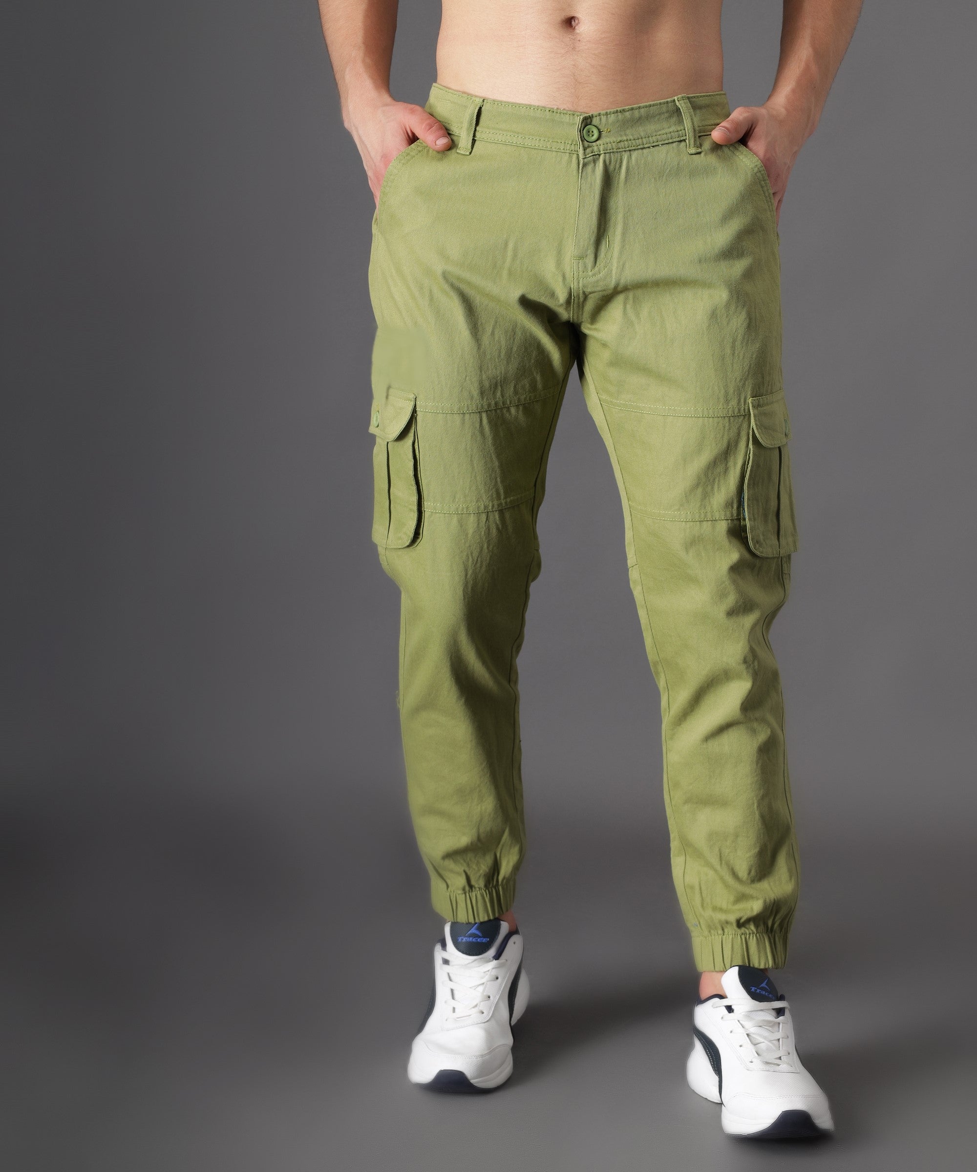 Buy Jack & Jones Men Olive Green Cargo Trousers - Trousers for Men 663106 |  Myntra
