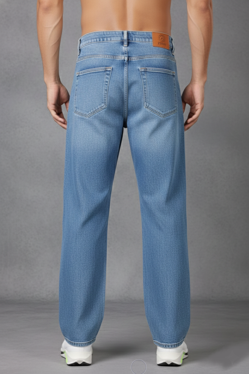 ZAYSH Men Baggy fit Mid Rise Light Blue Jeans Pants (MJRP-Baggy-04)