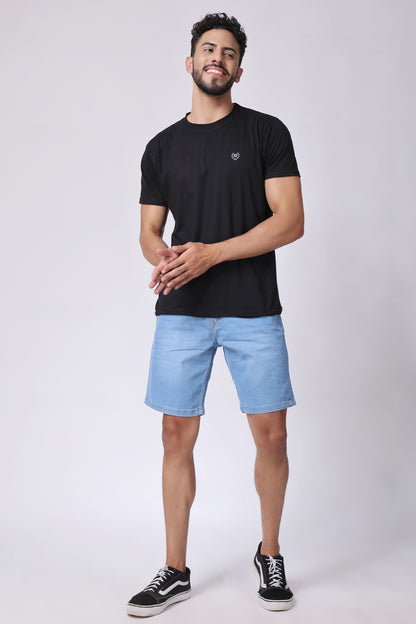 ZAYSH Men Slim Mid Rise Light Blue Shorts (MSRP-Denim-04)