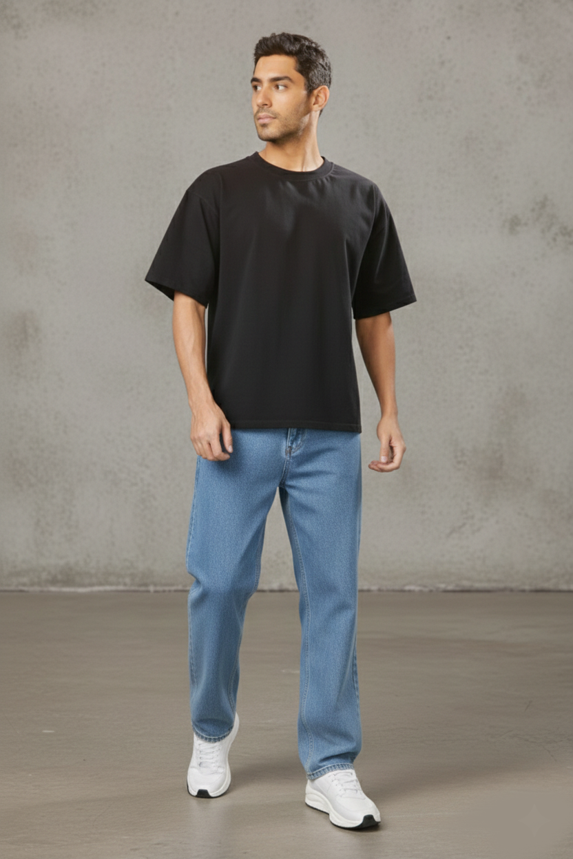 ZAYSH Men Baggy fit Mid Rise Light Blue Jeans Pants (MJRP-Baggy-04)