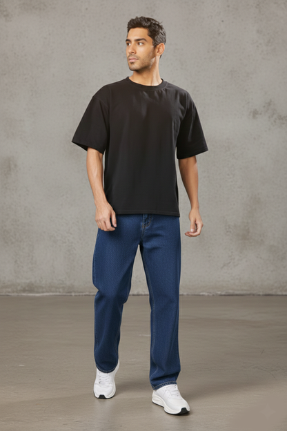 ZAYSH Men Baggy fit Mid Rise Dark Blue Jeans Pants (MJRP-Baggy-05)