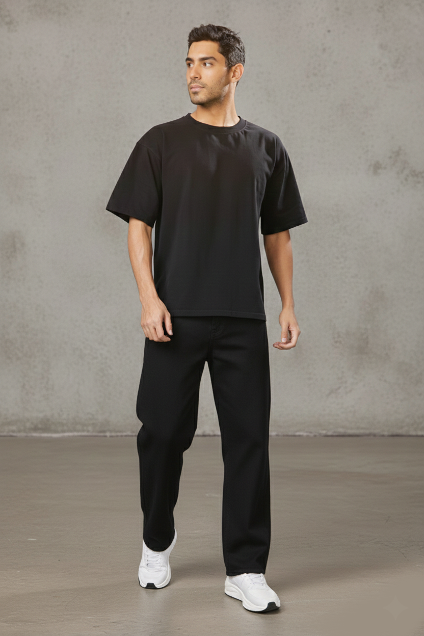 ZAYSH Men Baggy fit Mid Rise Black Jeans Pants (MJRP-Baggy-02)