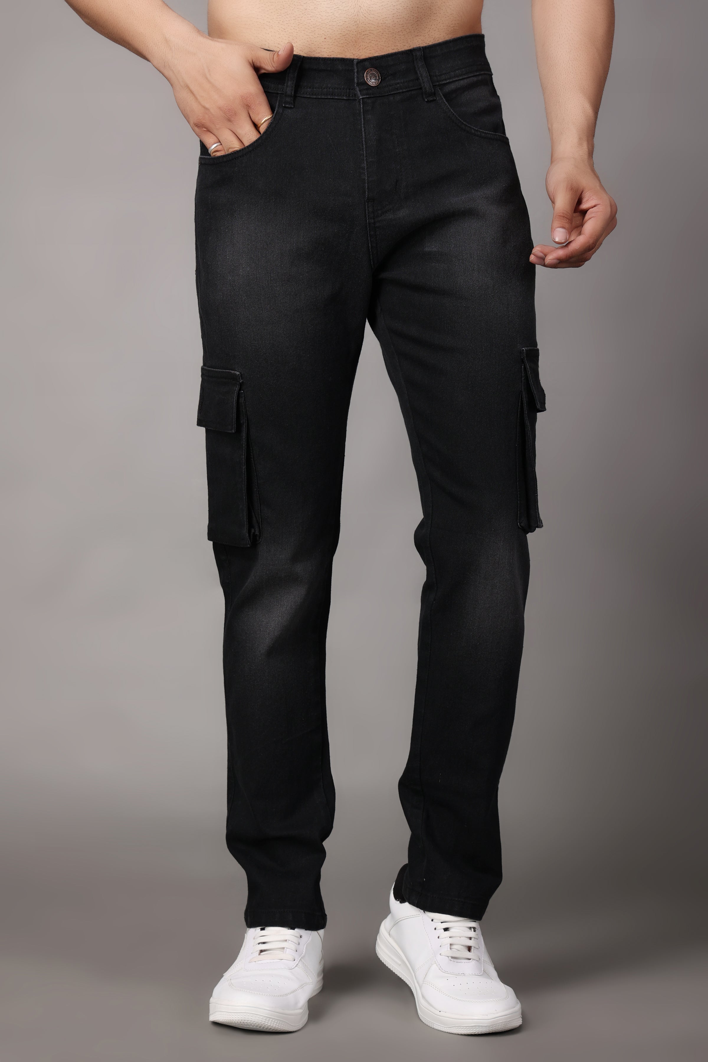 Buy Sagvish Mens Solid Navy Cargo Jeans 32 Online at Best Prices in India -  JioMart.