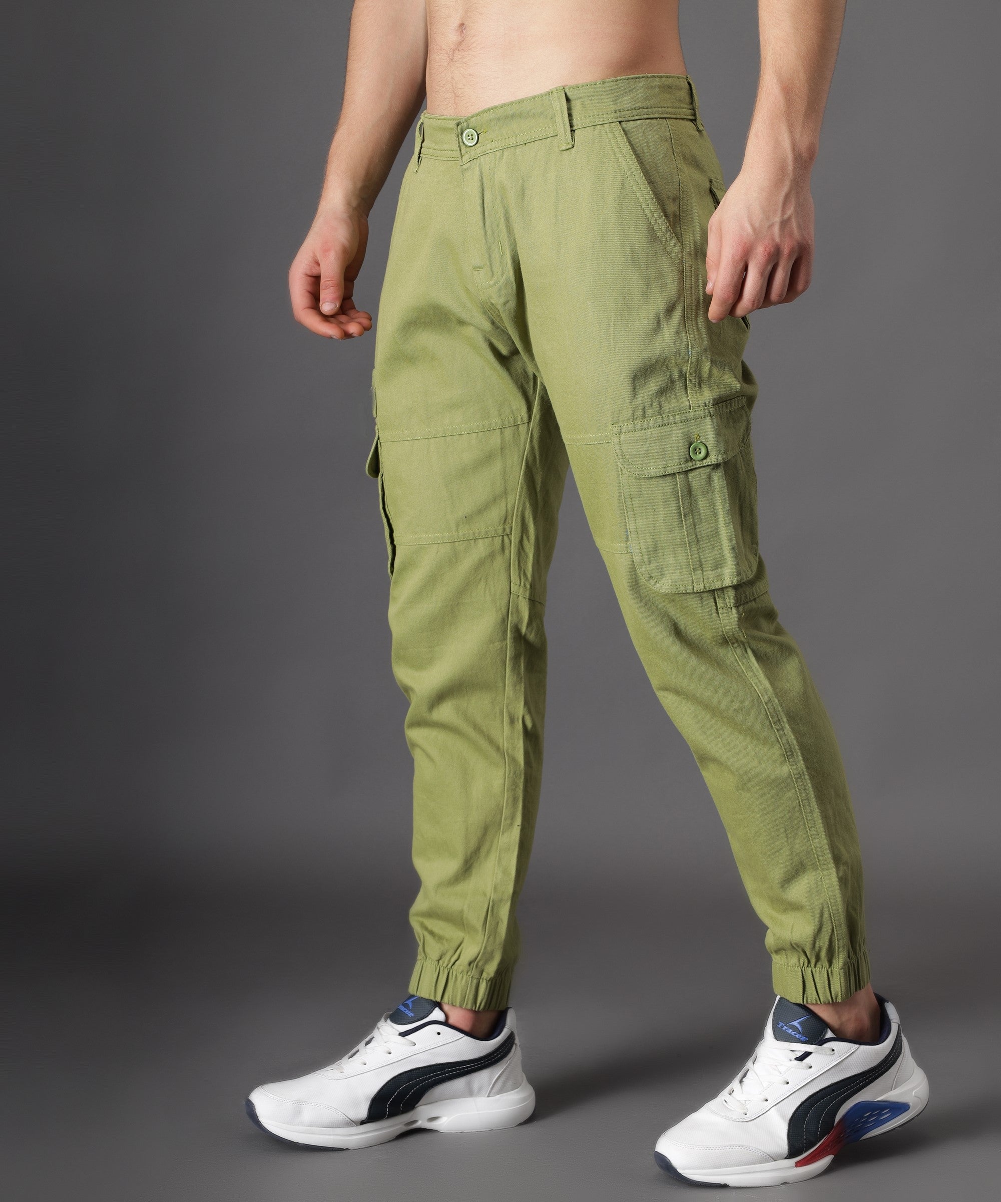 Regular Fit Linen-blend Cargo Pants - Dark khaki green - Men | H&M US