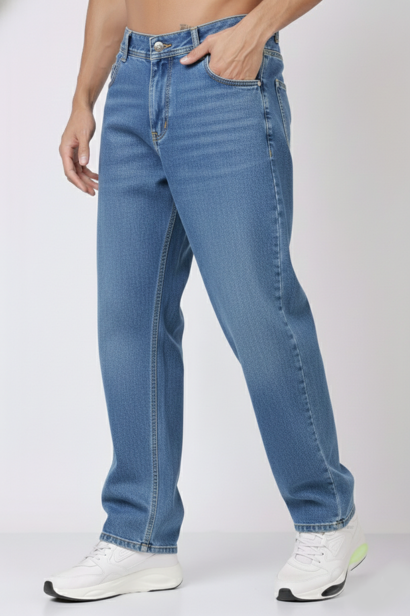 ZAYSH Men Baggy fit Mid Rise Light Blue Jeans Pants (MJRP-Baggy-04)