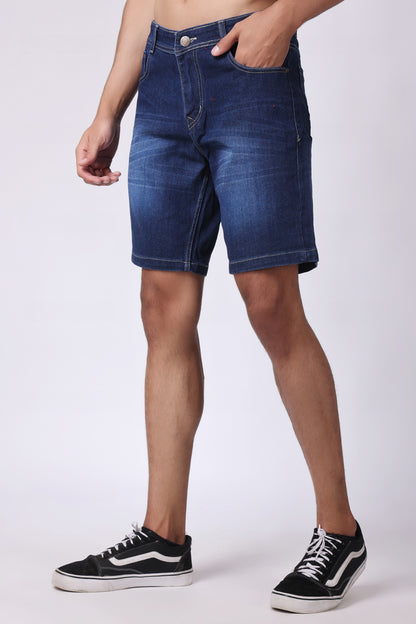 ZAYSH Men Slim Mid Rise Dark Blue Shorts (MSRP-Denim-05)