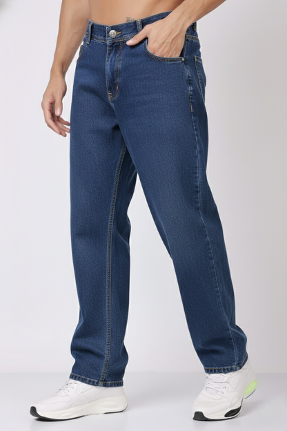 ZAYSH Men Baggy fit Mid Rise Dark Blue Jeans Pants (MJRP-Baggy-05)