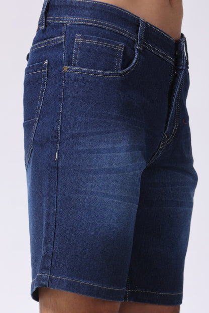 ZAYSH Men Slim Mid Rise Dark Blue Shorts (MSRP-Denim-05)