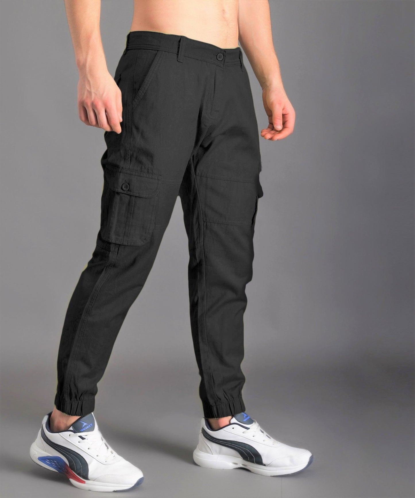 ZAYSH Men Regular Mid Rise Black Cargo Pants (CAR)