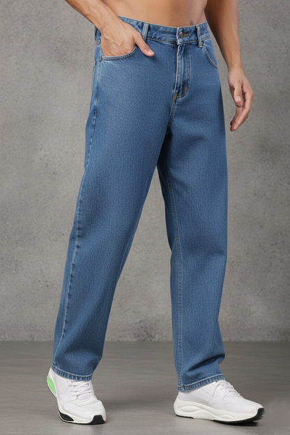 ZAYSH Men Baggy fit Mid Rise Light Blue Jeans Pants (MJRP-Baggy-04)
