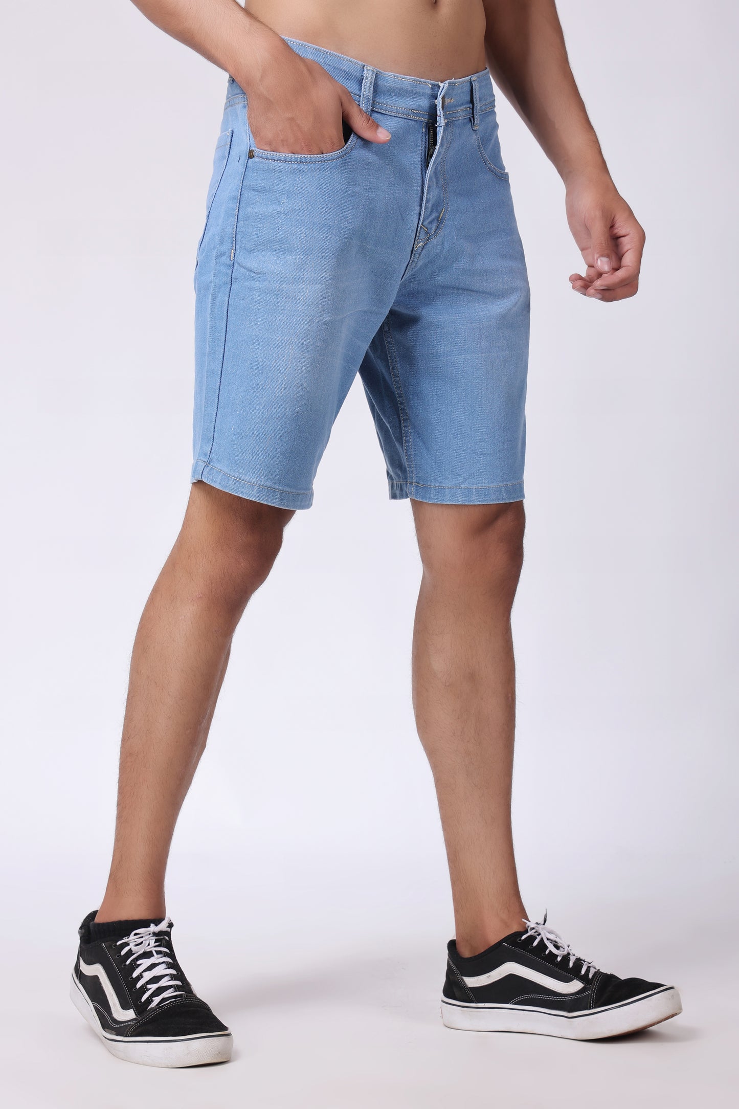 ZAYSH Men Slim Mid Rise Light Blue Shorts (MSRP-Denim-04)