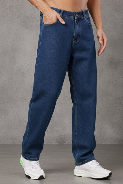 ZAYSH Men Baggy fit Mid Rise Dark Blue Jeans Pants (MJRP-Baggy-05)