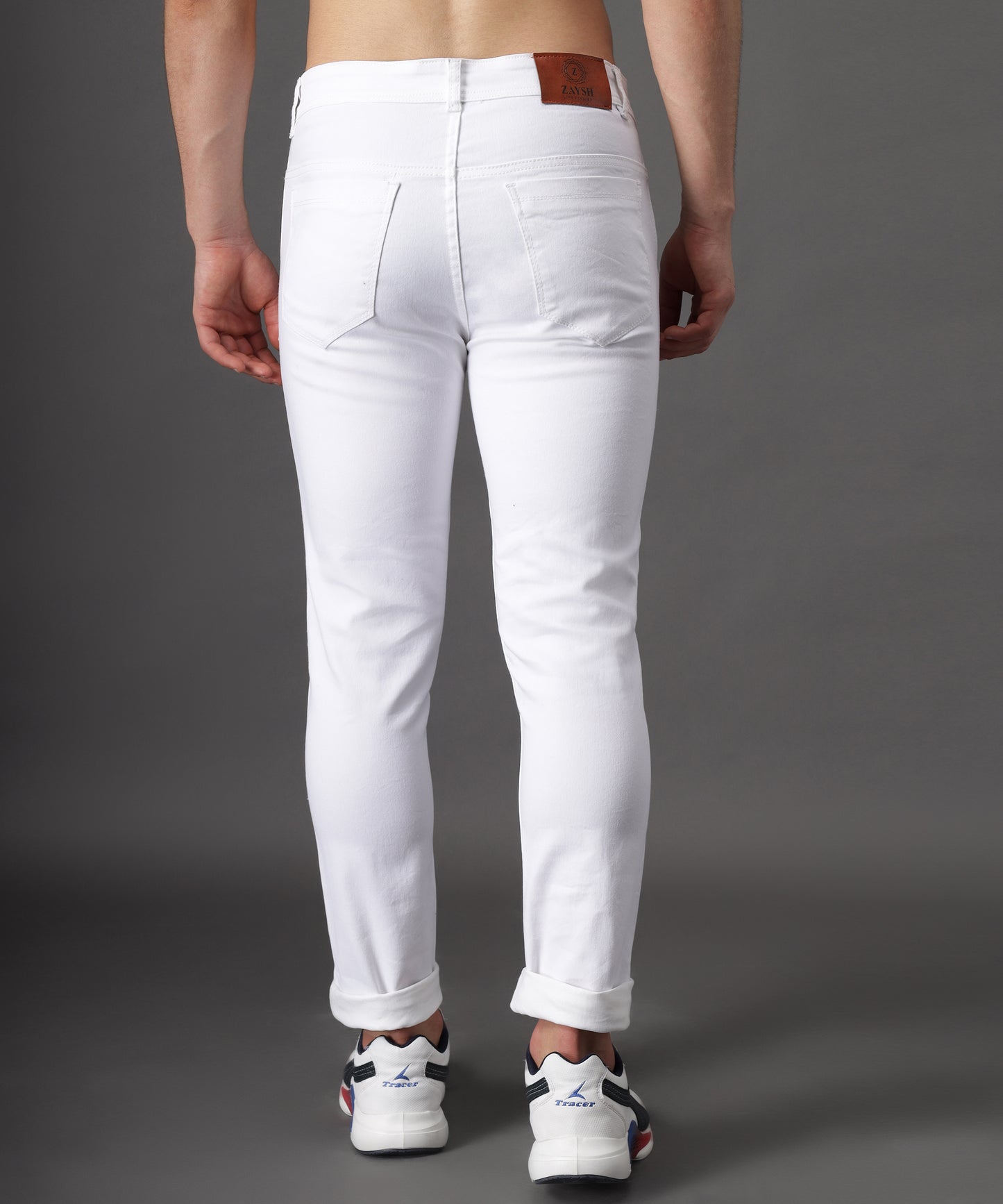 ZAYSH Men Slim Mid Rise White Jeans Pants