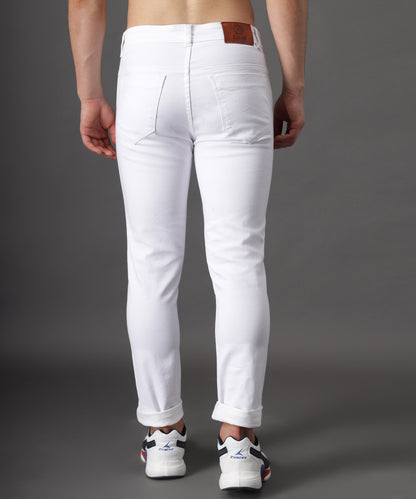 ZAYSH Men Slim Mid Rise White Jeans Pants