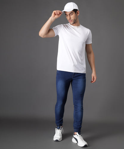 ZAYSH Men Slim Mid Rise Blue Jogger Pants